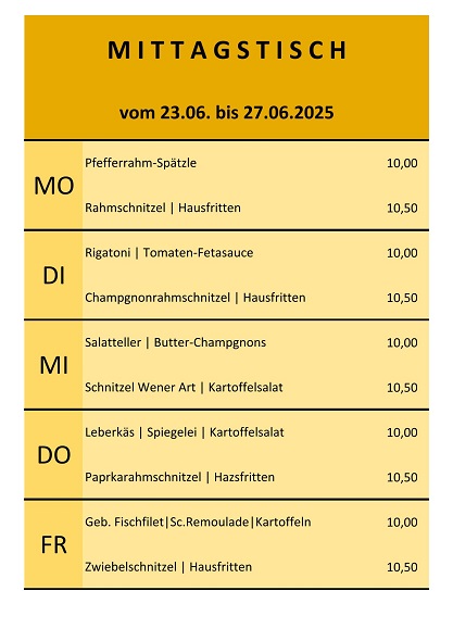 Mittags vom 23. bis 27. Juni 2025