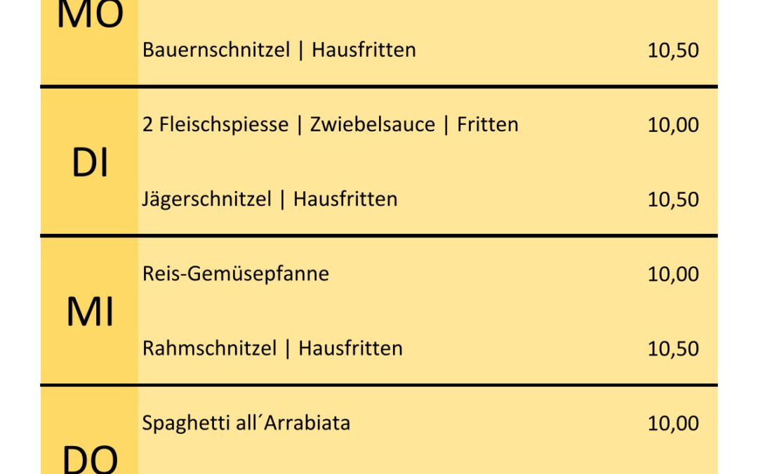 Mittagstisch vom 02.bis 06.März 2026