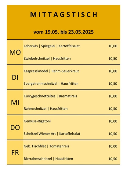Mittagsschanpperl vom 19. bis 23. Mai 2025