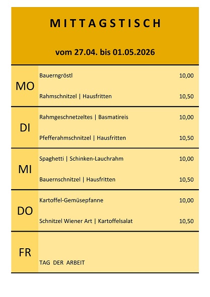 Mittagsschnapperl vom 27.04. bis 01.05.2026