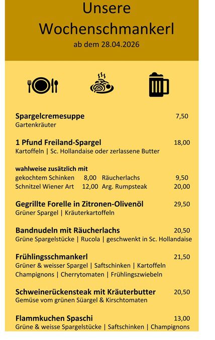 Spargelkarte ab dem 28.April 2026