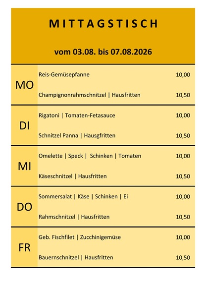 Mittagsschnapperl vom 03. bis 07. August 2026