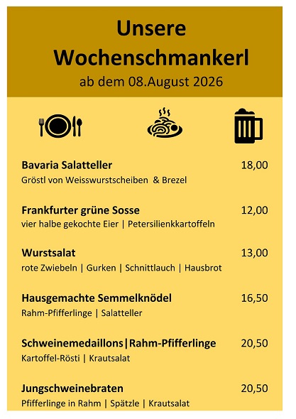 Wochenschmankerl ab dem 08.August 2026